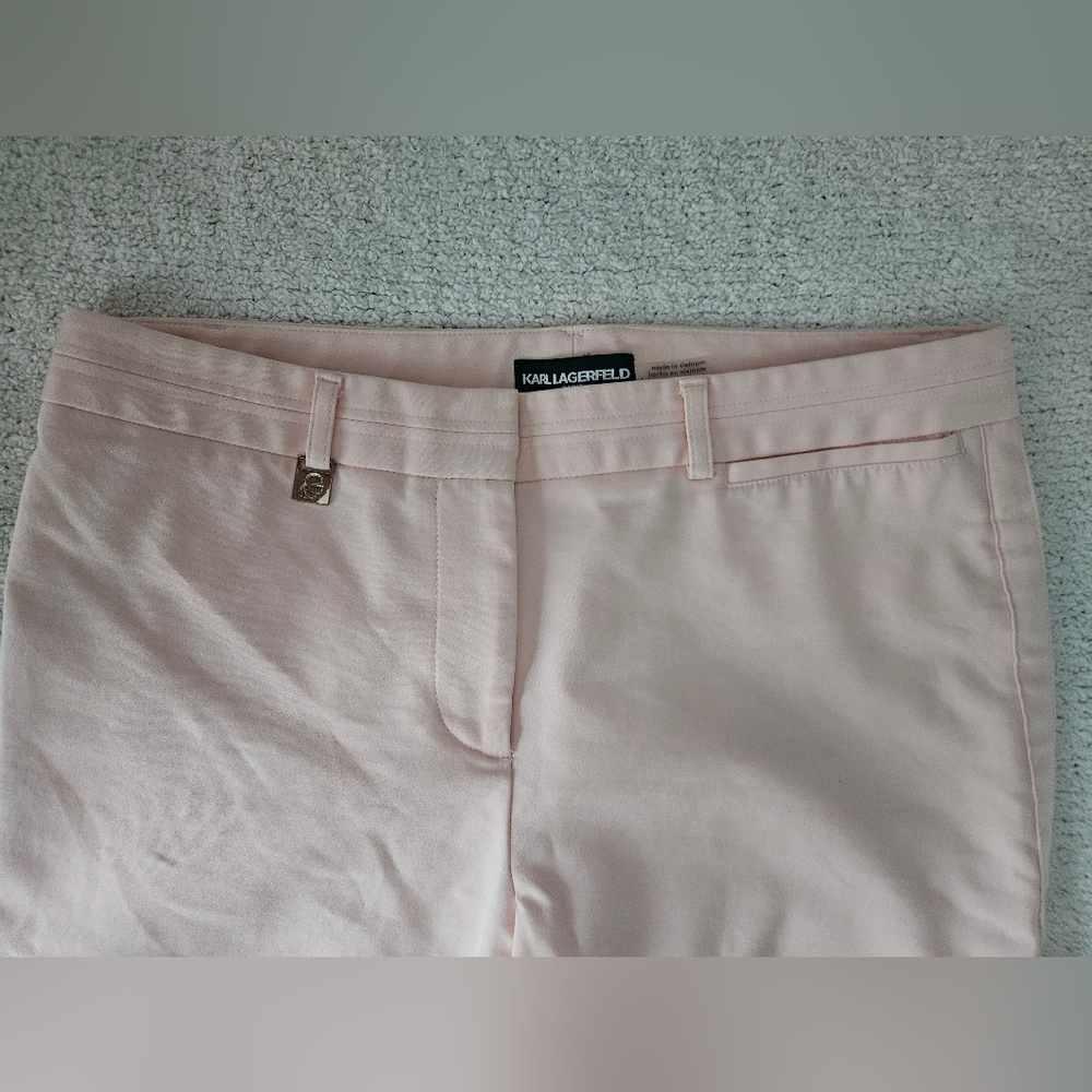 KARL LAGERFELD PARIS Blush Pink Cropped Trousers | SZ 6 - Picture 4 of 11